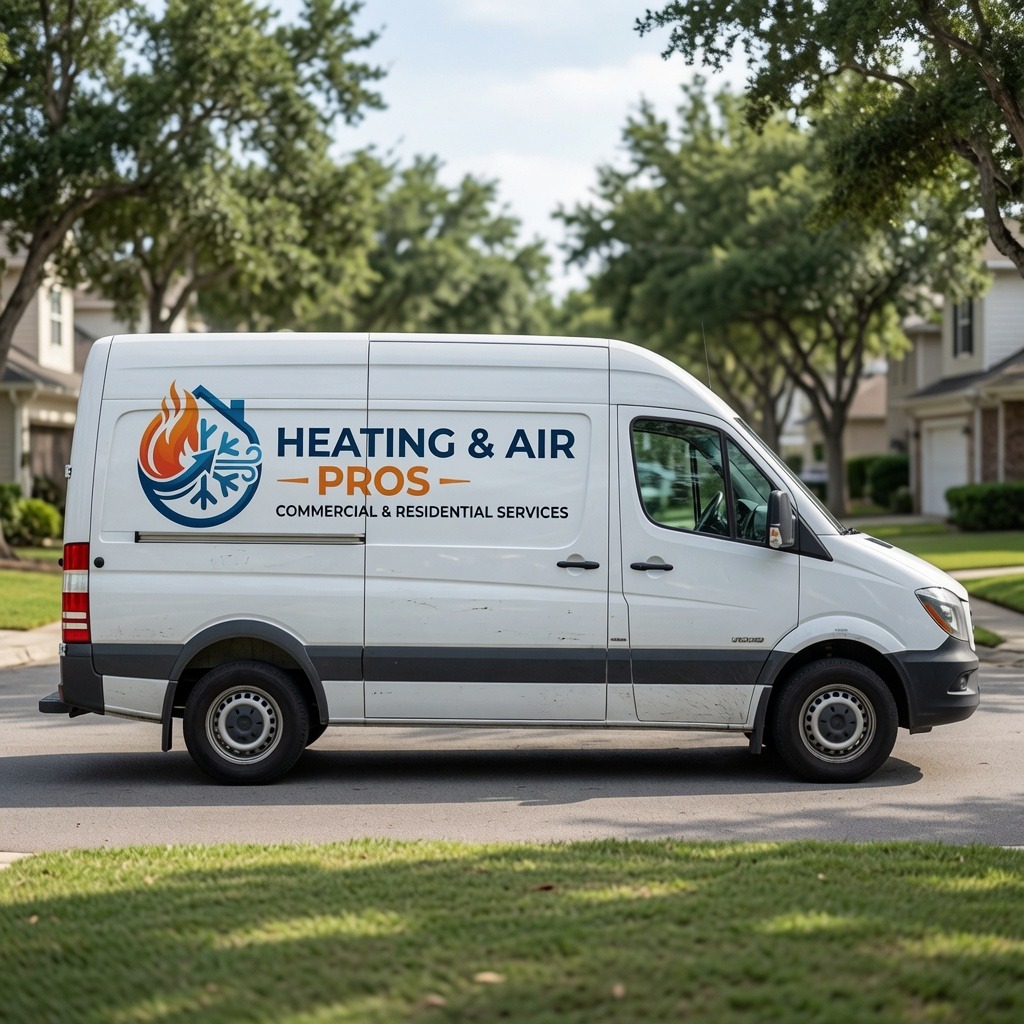 Local heating and air service van serving Louisville